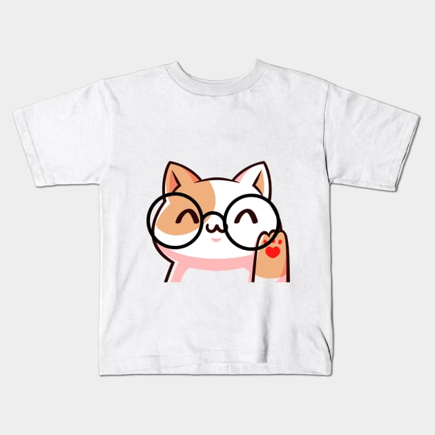 cat with glasses Kids T-Shirt by Amadej